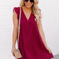 Lace Dresses With Pocket Summer Sleeveless Jacquard Cutout V-Neck Beach Dress