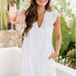 Lace Dresses With Pocket Summer Sleeveless Jacquard Cutout V-Neck Beach Dress